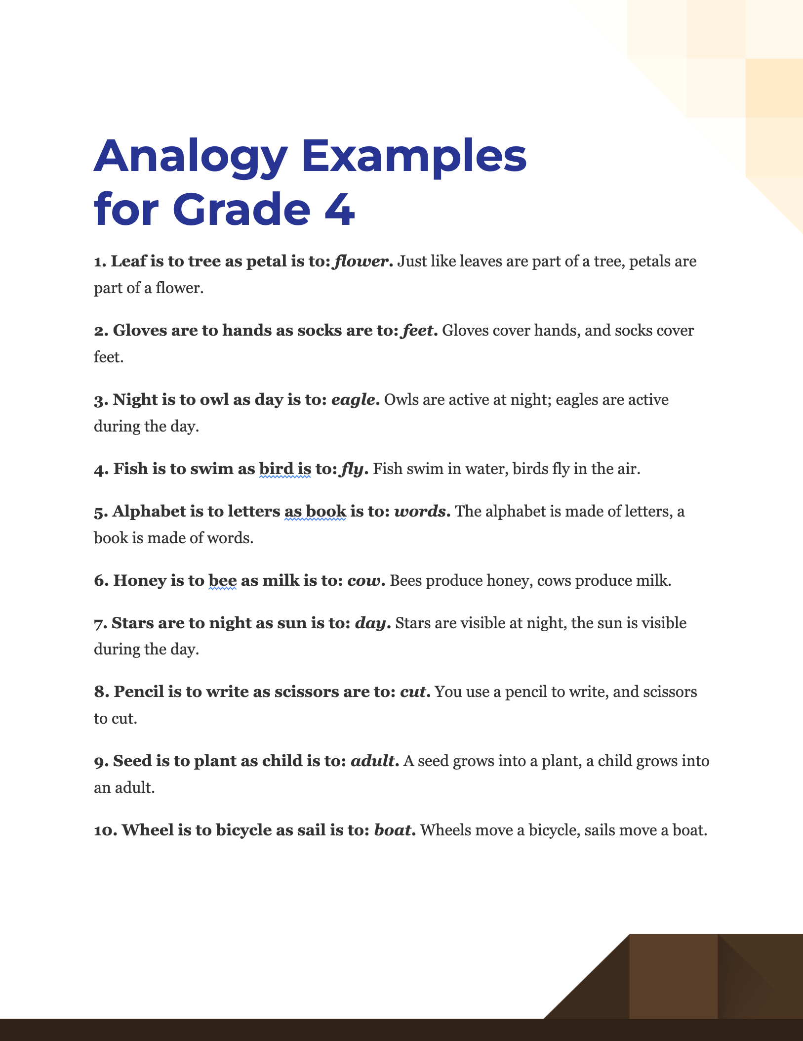 Analogy for Grade 4 100+ Examples, How to Write, Tips