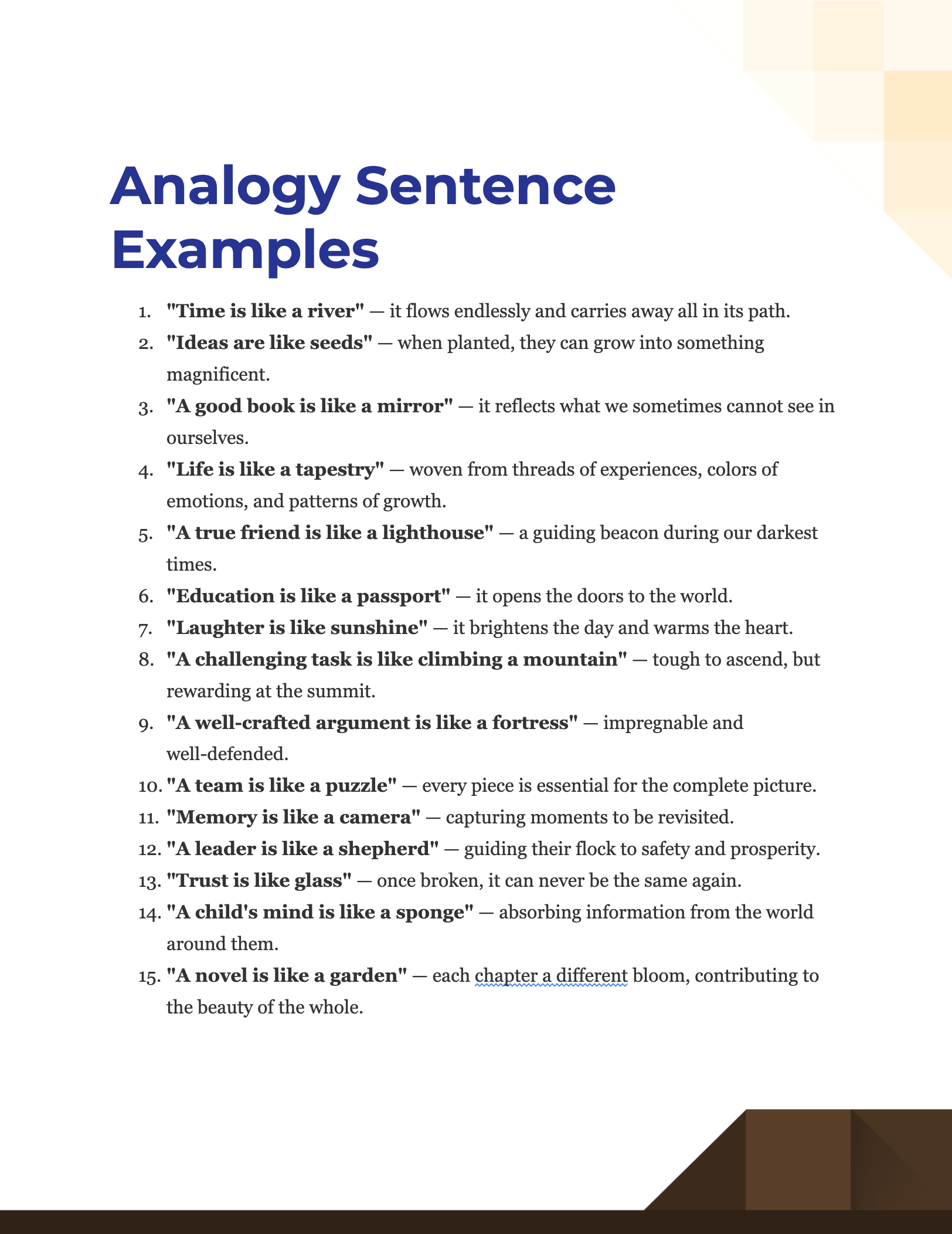 Analogy Sentence Examples