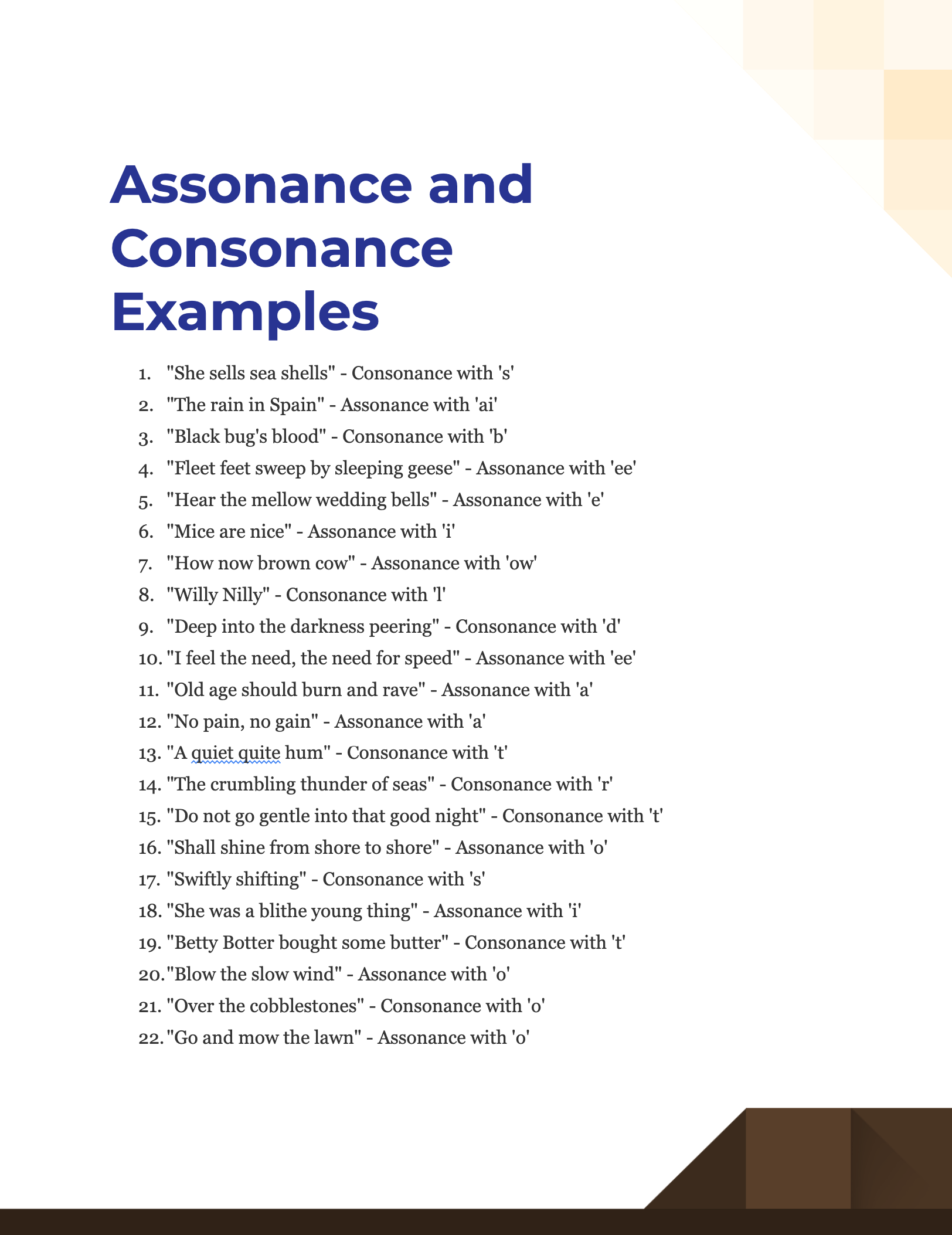 Assonance and Consonance Examples