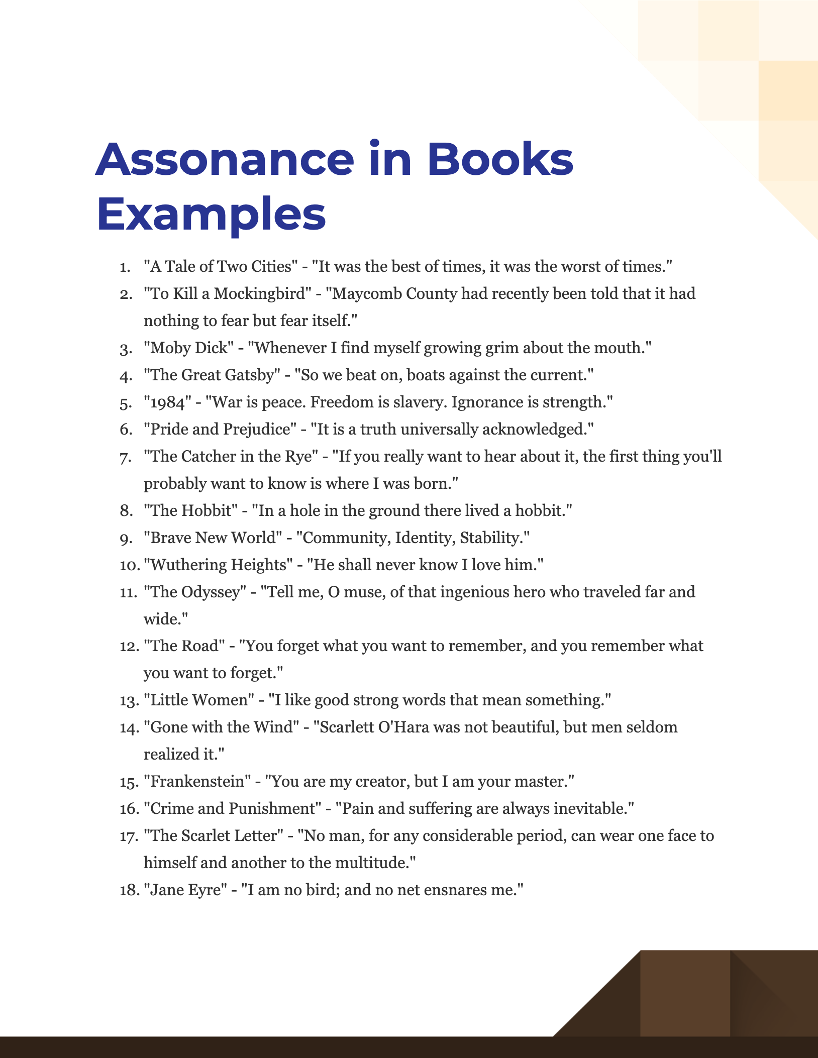 Assonance in Books Examples