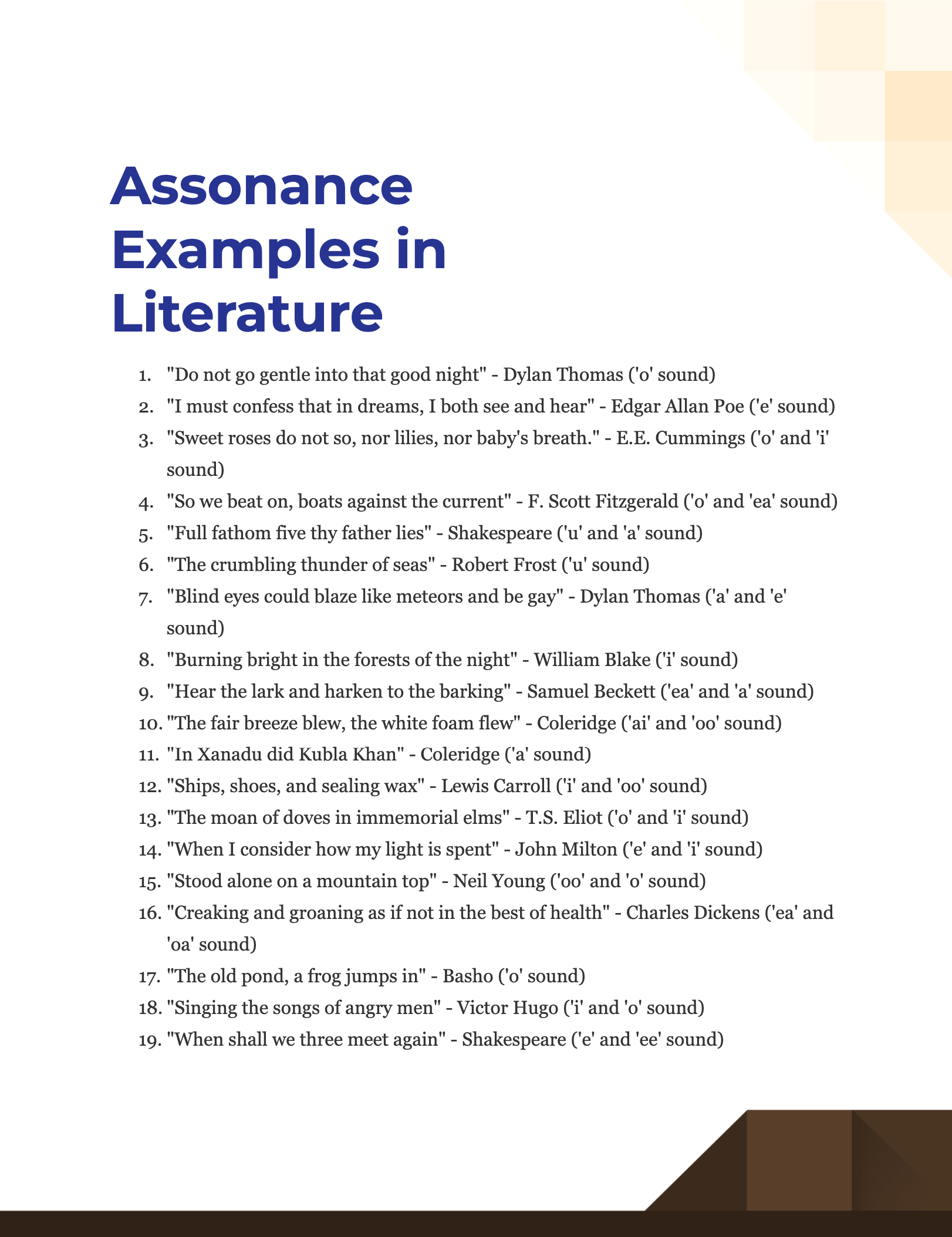100 Assonance Examples In Literature
