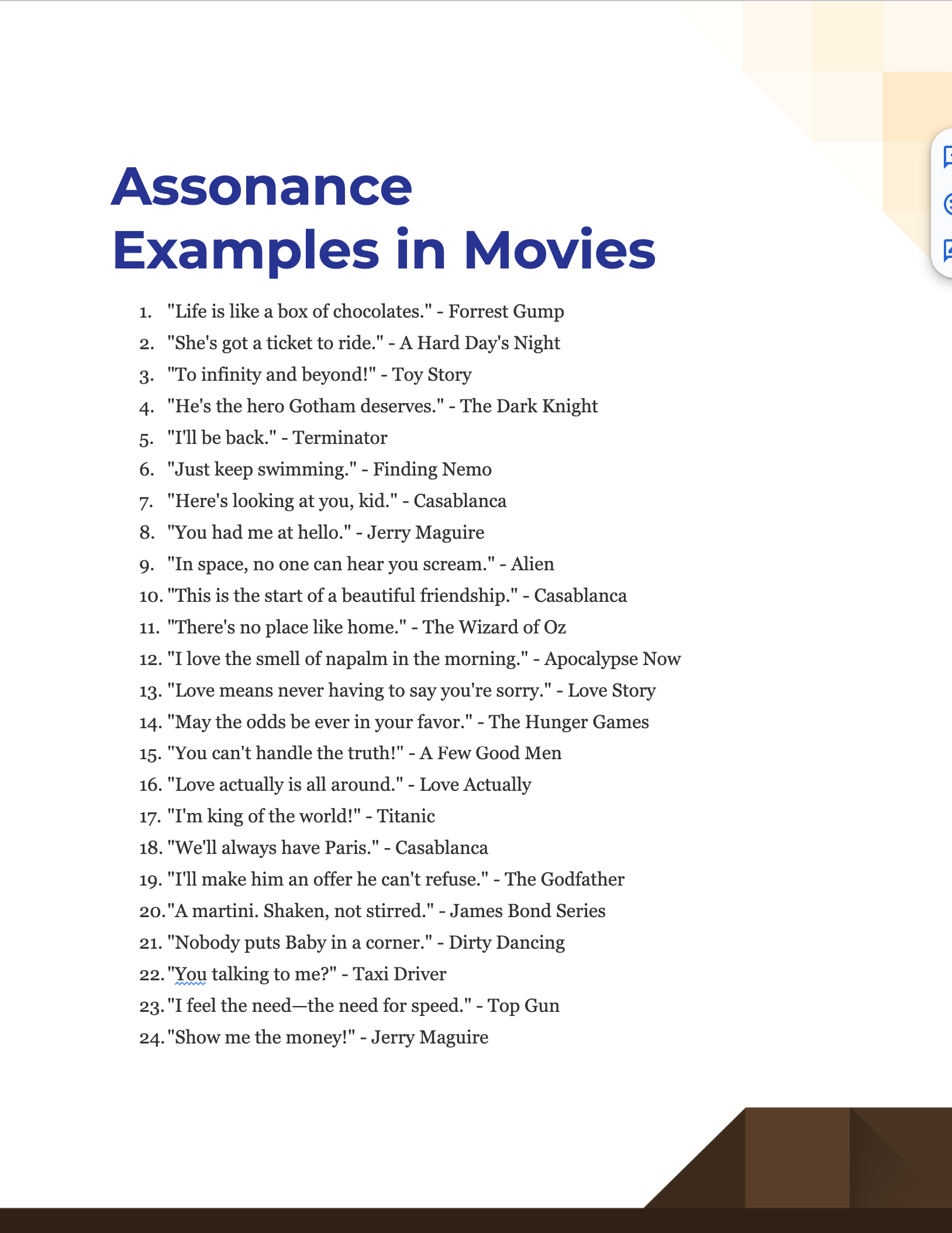 Assonance in Movies