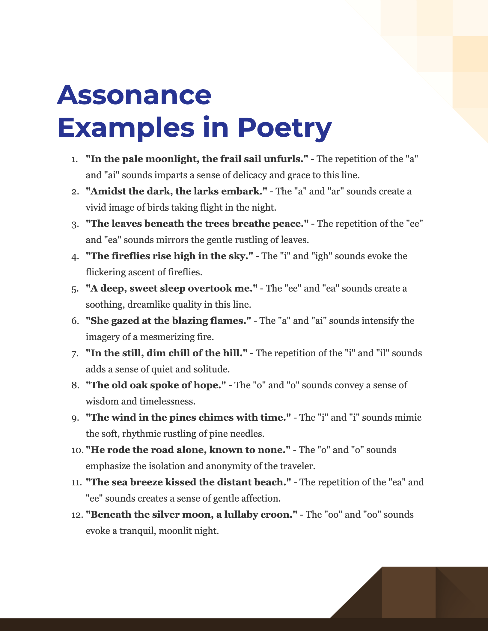 Assonance in Poetry Examples