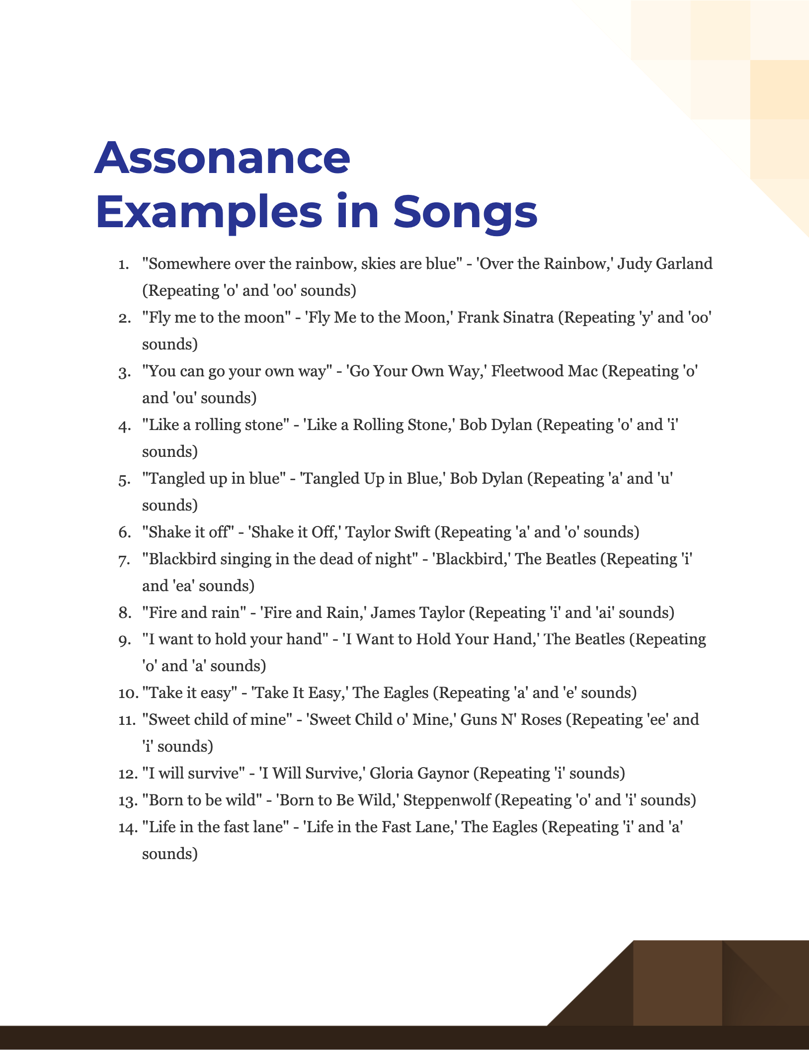 Assonance in Songs