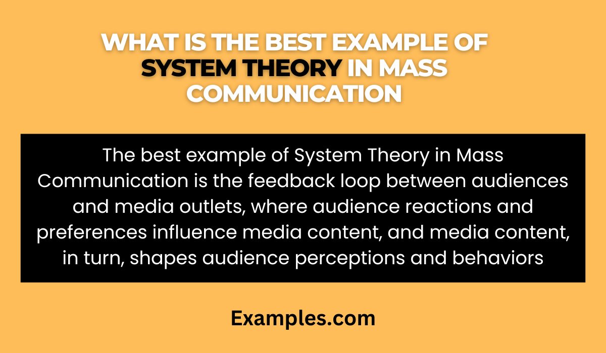 best example of system theory in mass communication