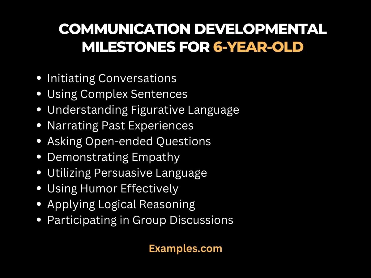 communication developmental milestones for 6 year olds