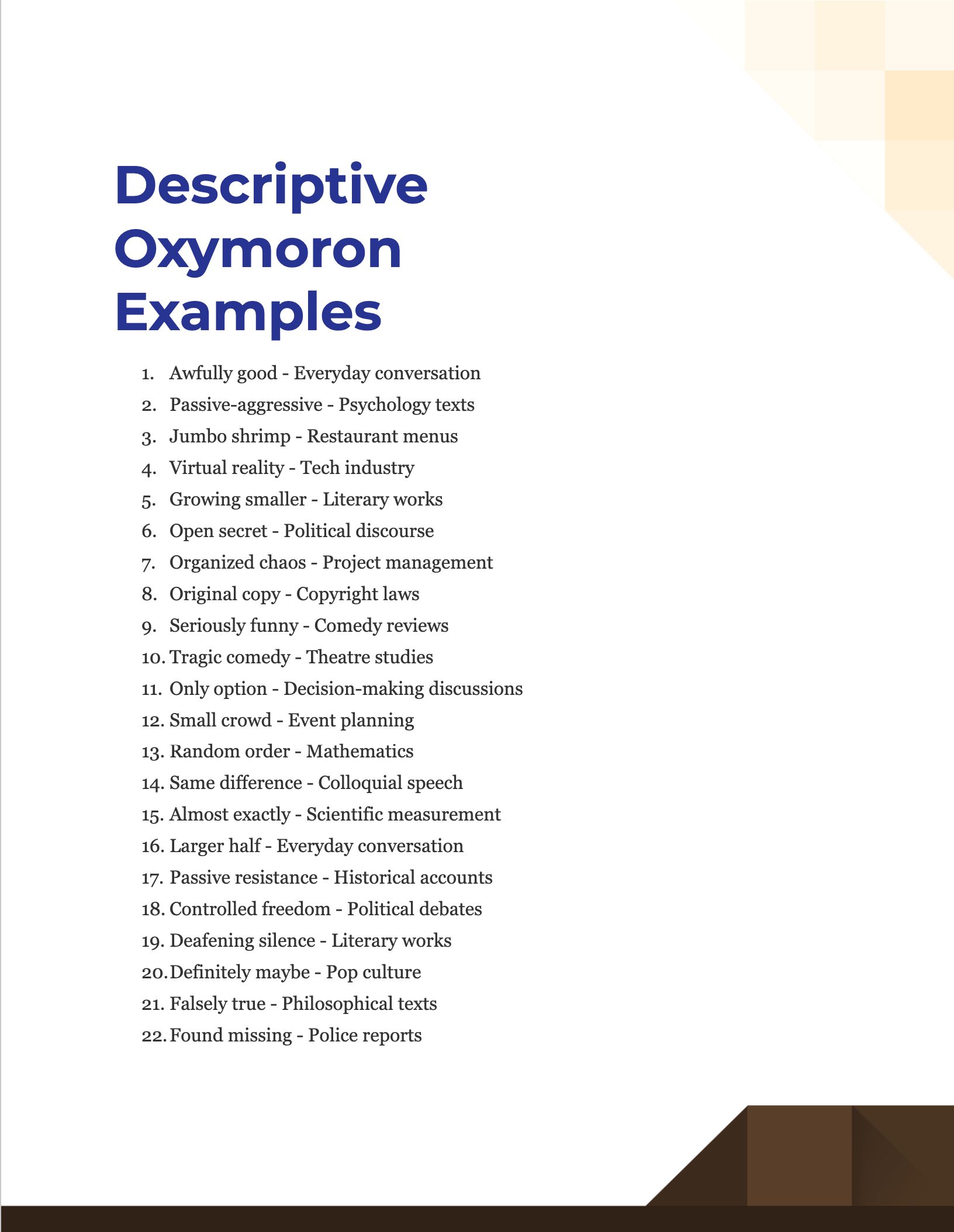 Descriptive Oxymoron Examples