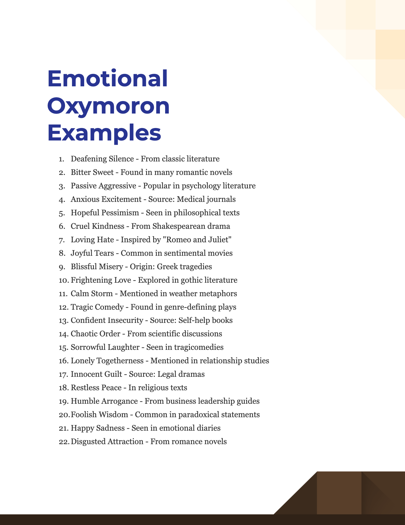 Emotional Oxymoron Examples