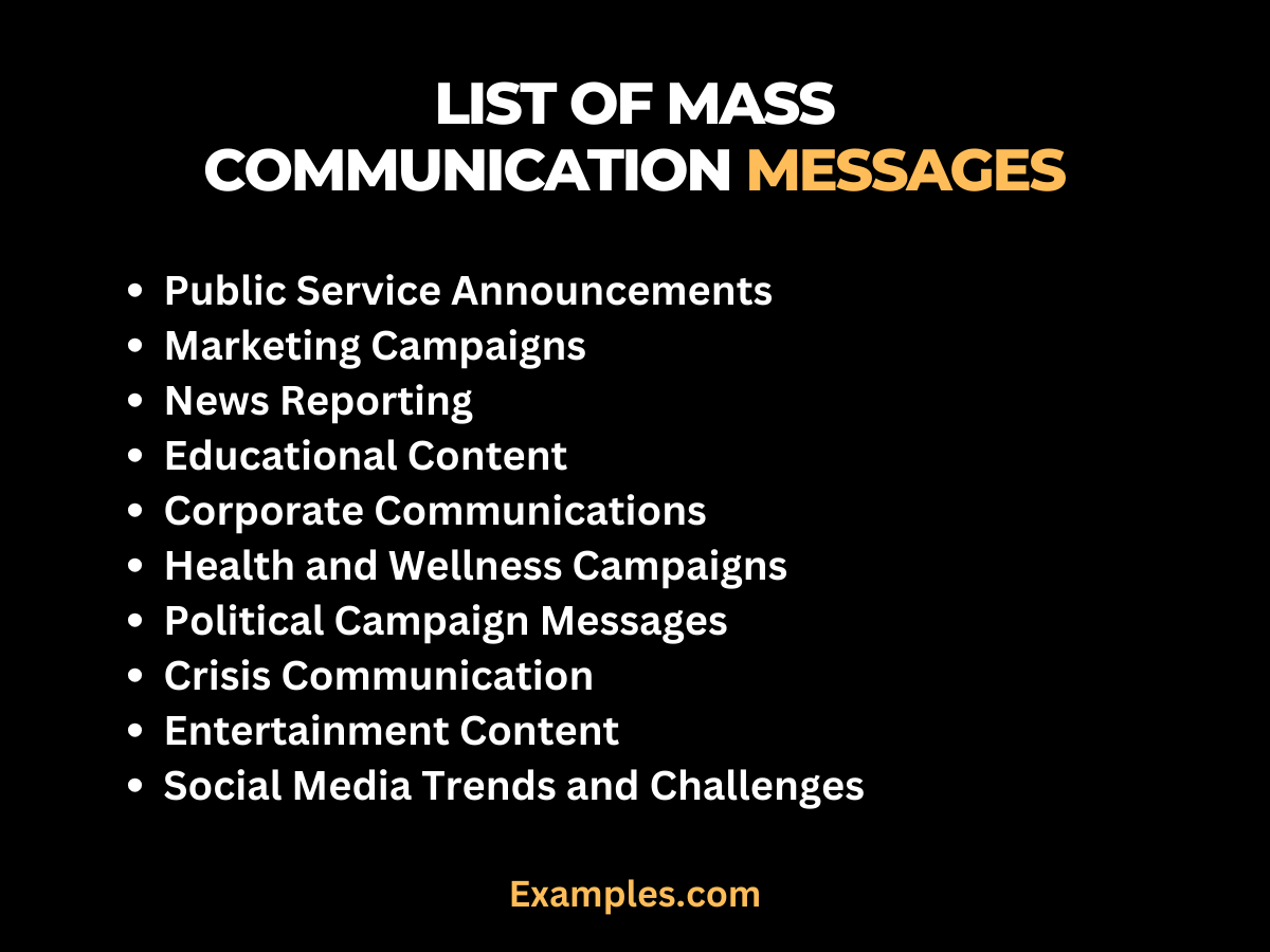 list of mass communication messages