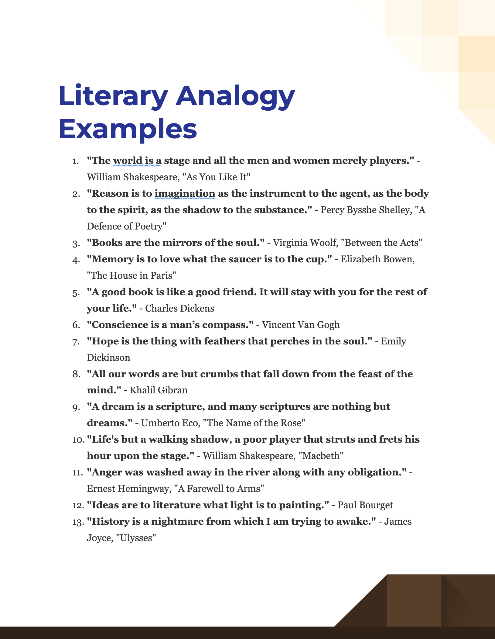 Literary Analogy Examples