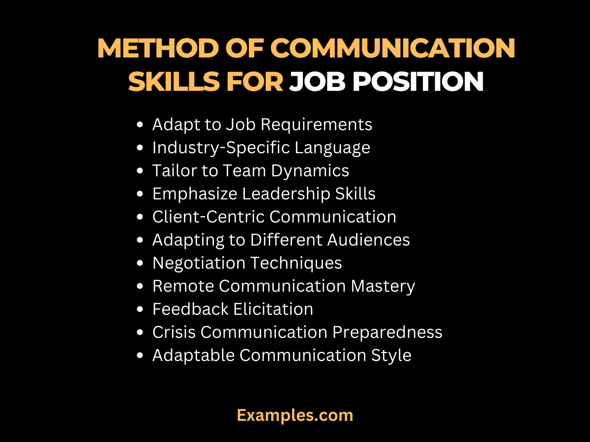 Methods Of Communication Skills for Job Position