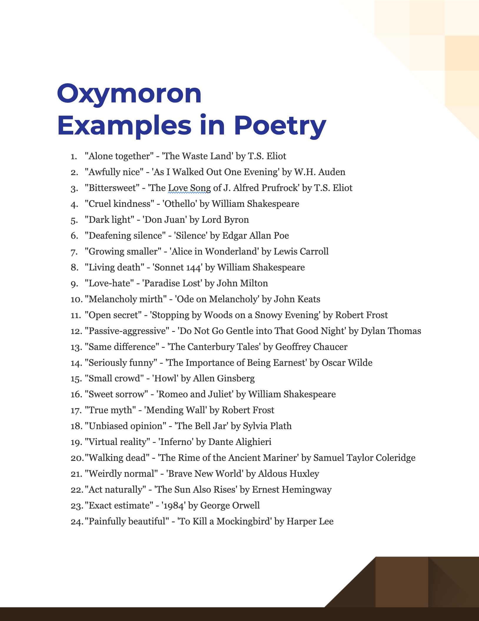 oxymoron examples for creative writing