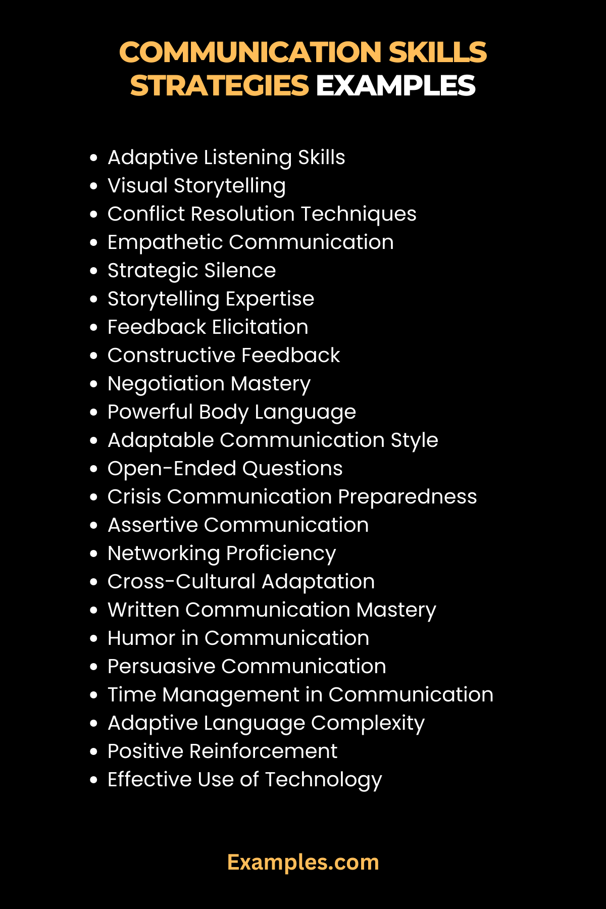 strategies for communication skills examples list one