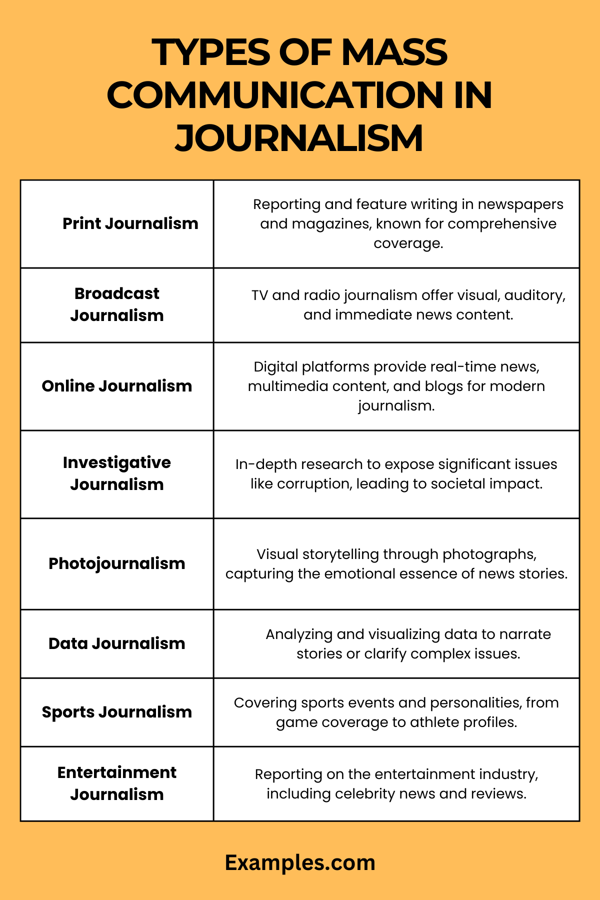 Journalism Mass Communication Examples