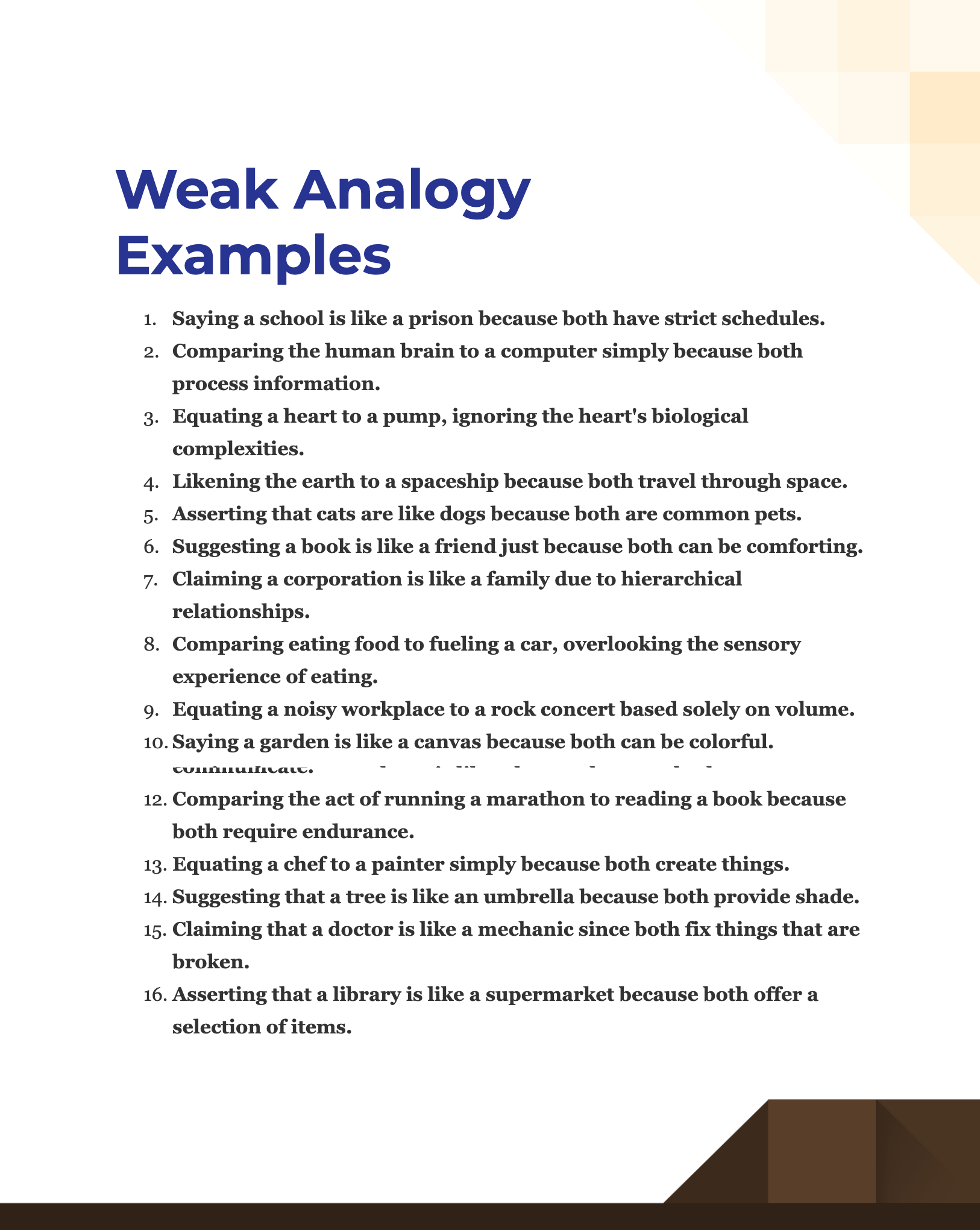 Weak Analogy Examples