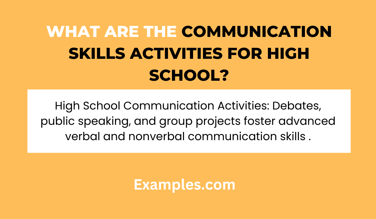 what are communication skills activities for high school