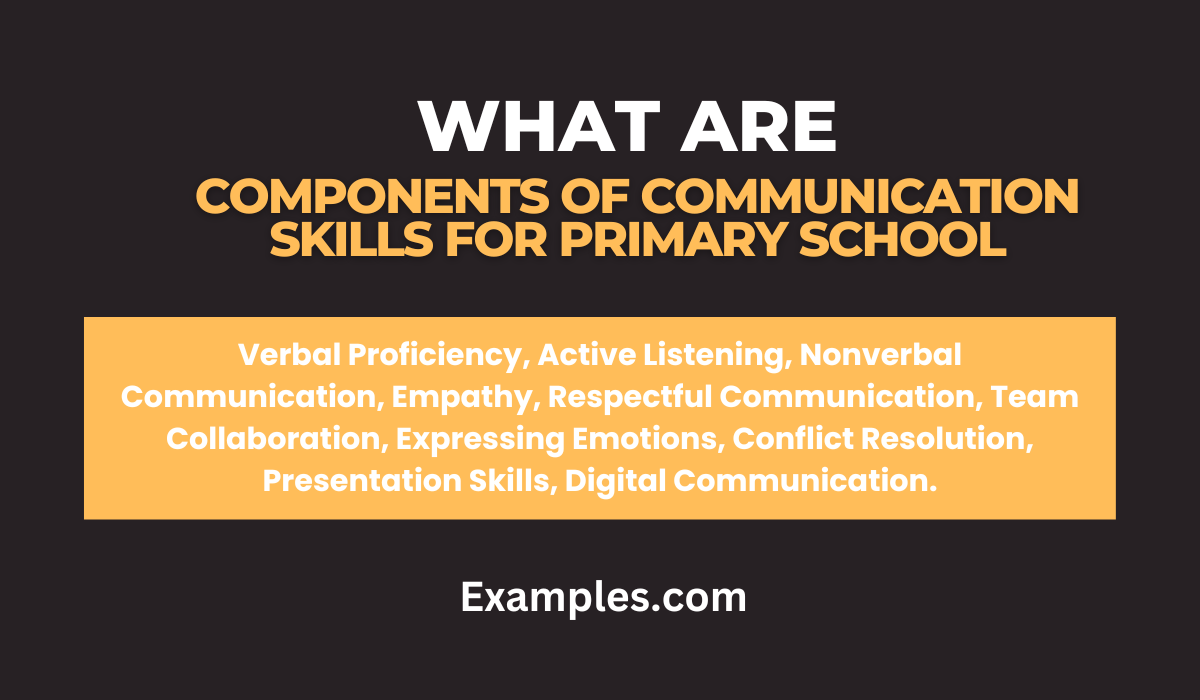 What are components Communication Skills for Primary School