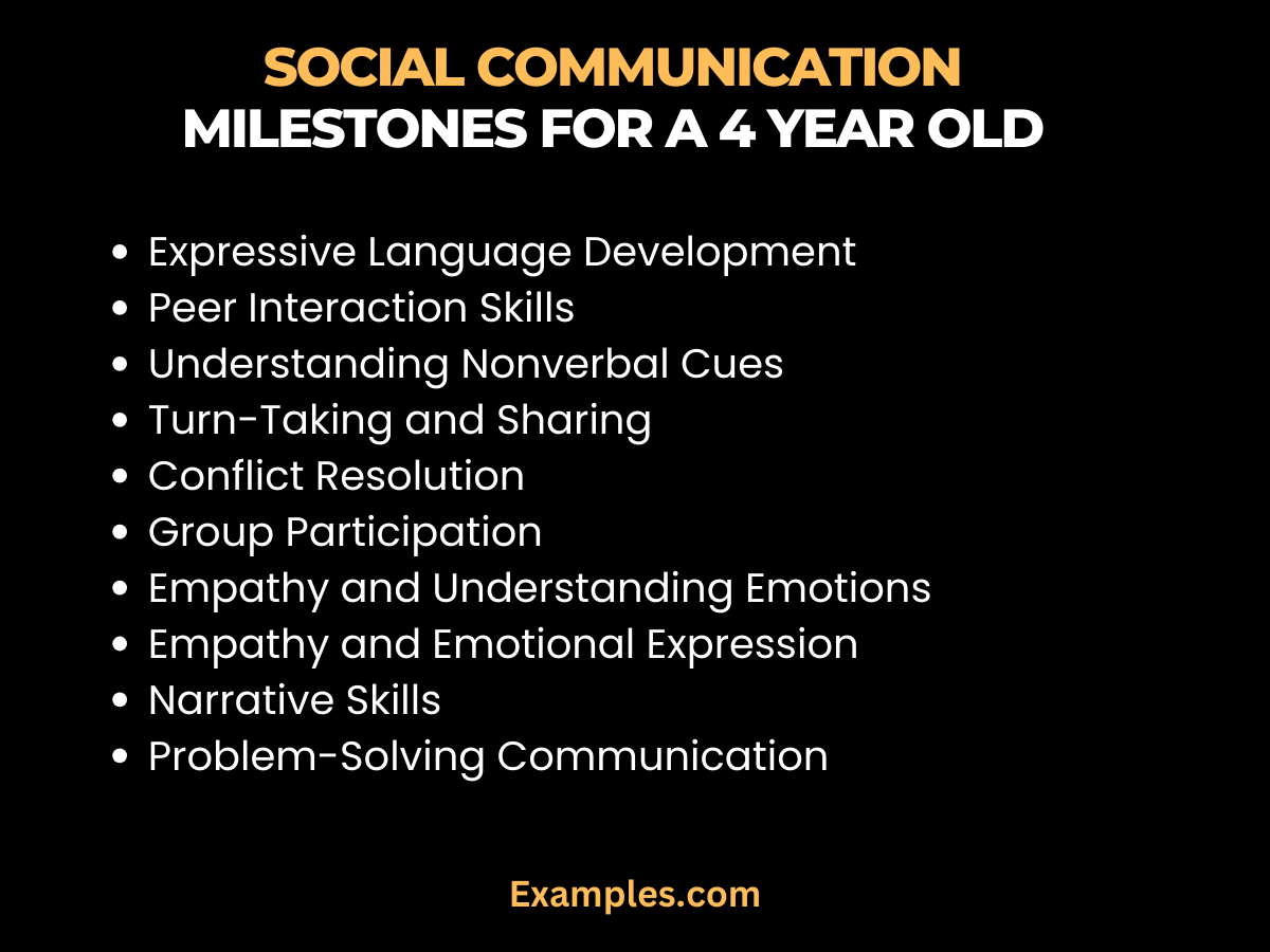 what are the social communication milestones for a 4 year old 1
