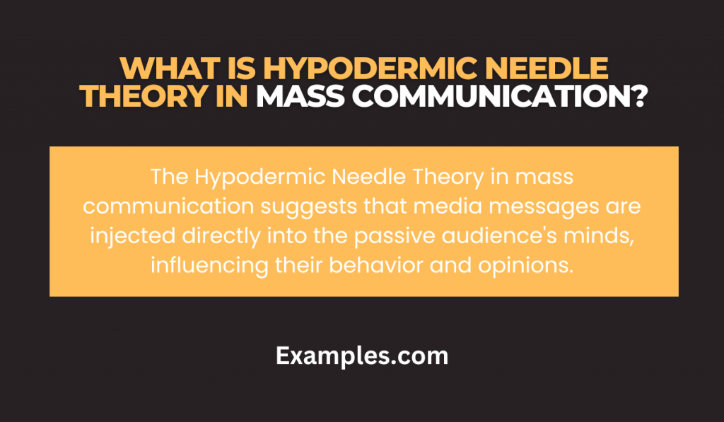 What is Hypodermic Needle Theory in Mass Communication