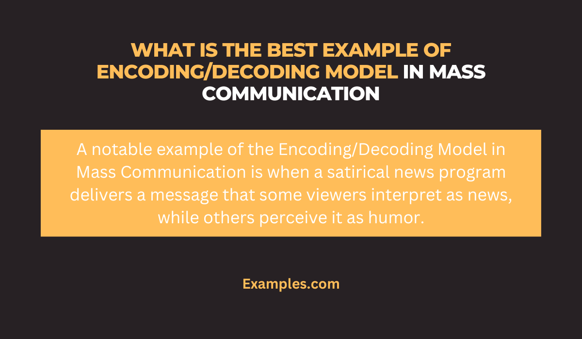 what is the best example of encodingdecoding model in mass communication