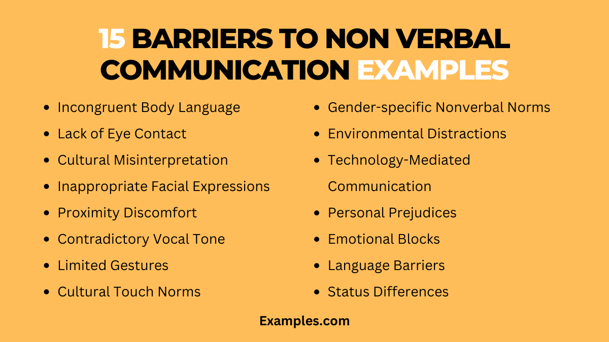 15 barriers to non verbal communication examples