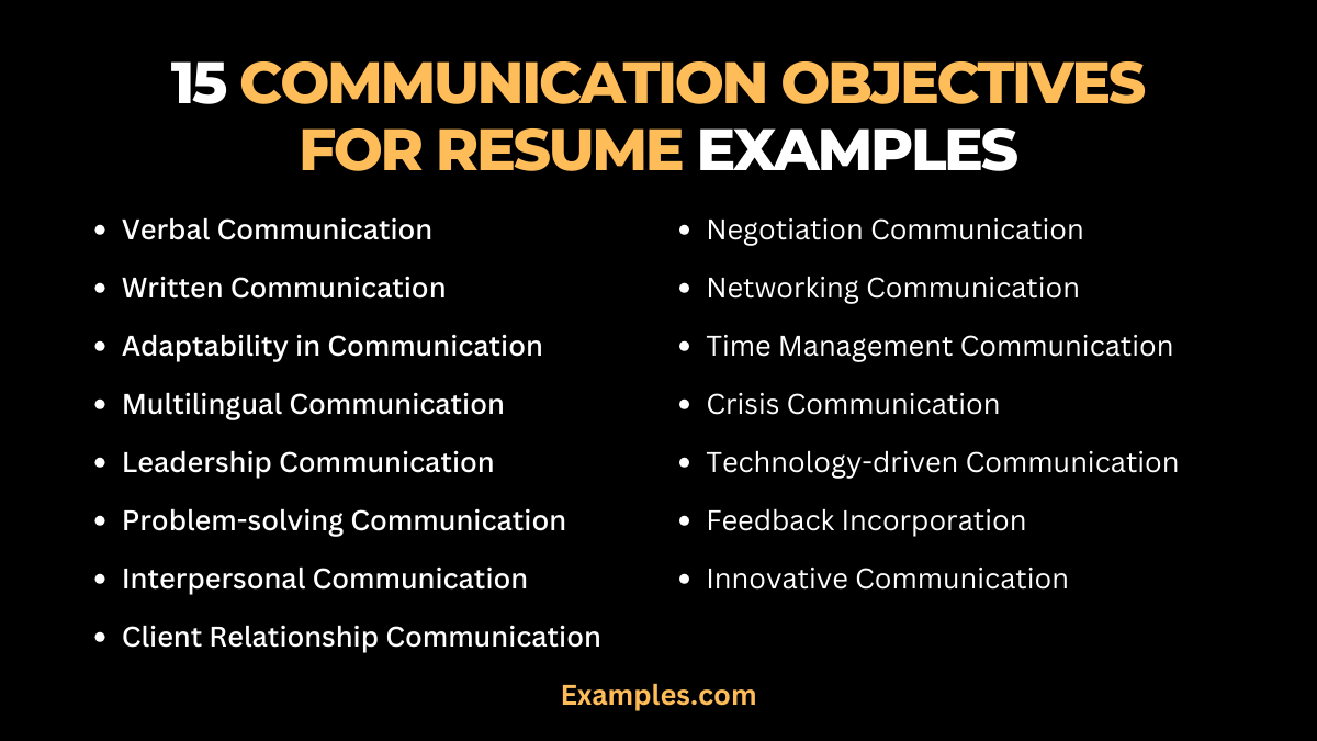 15 communication objectives for resume examples