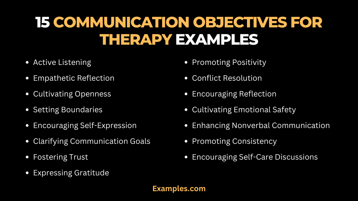15 communication objectives for therapy examples