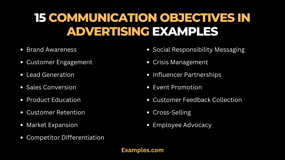 15 communication objectives in advertising examples