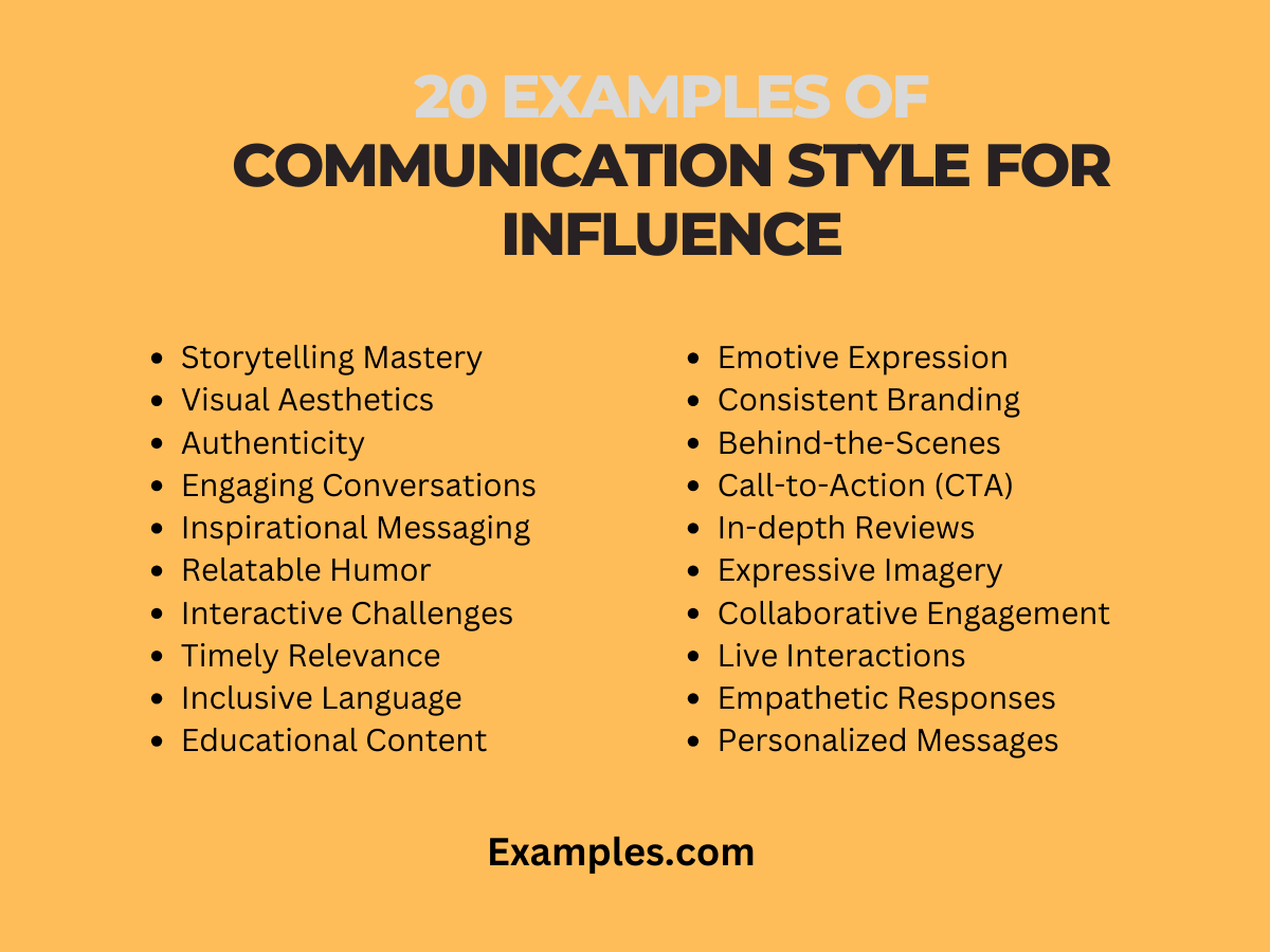 20 examples of communication style for influence