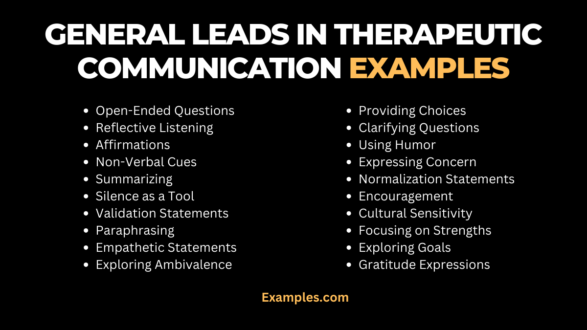 General Leads in Therapeutic Communication 19+ Examples, Tips