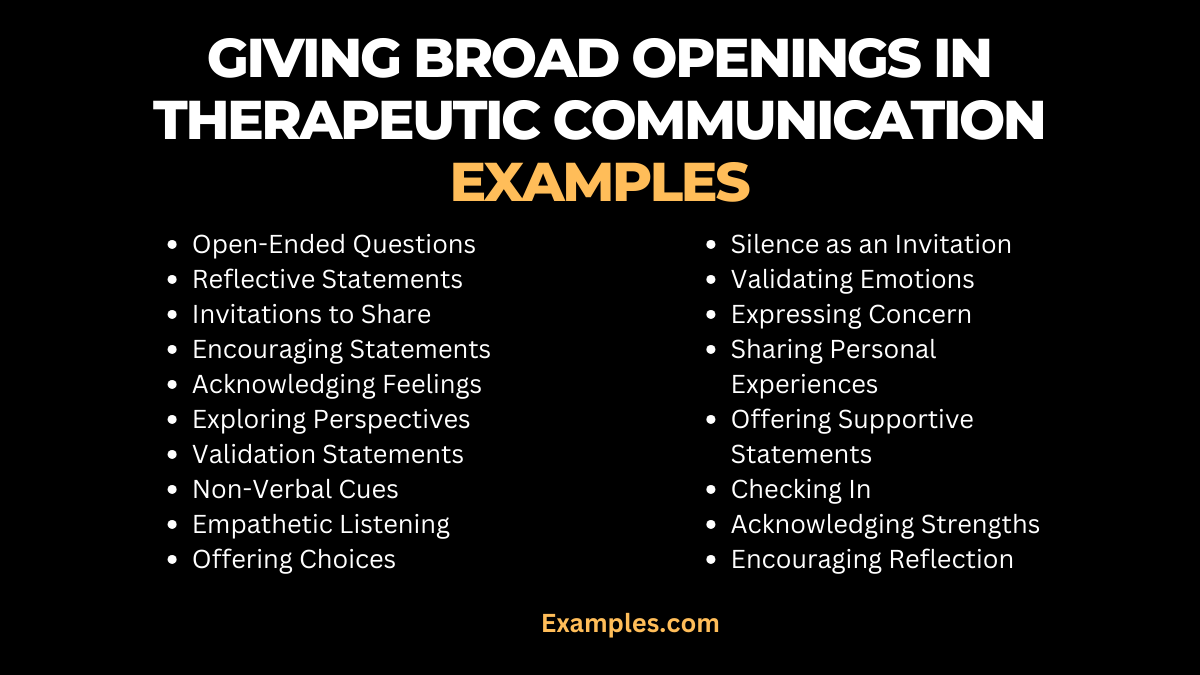 20 giving broad openings in therapeutic communication examples