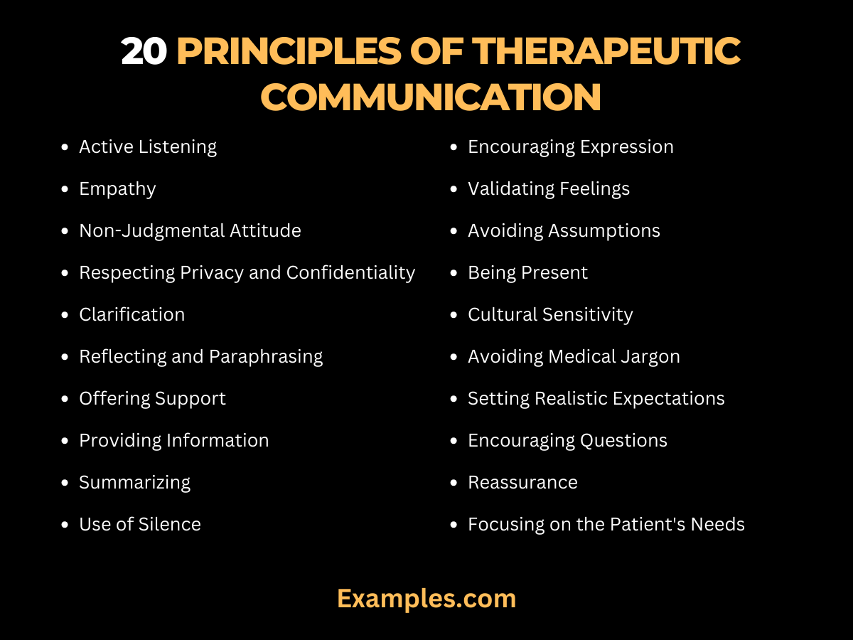 20 principles of therapeutic communication