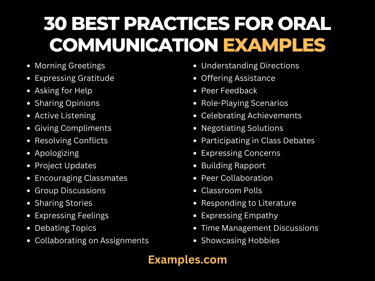 30 best practices for oral communication examples
