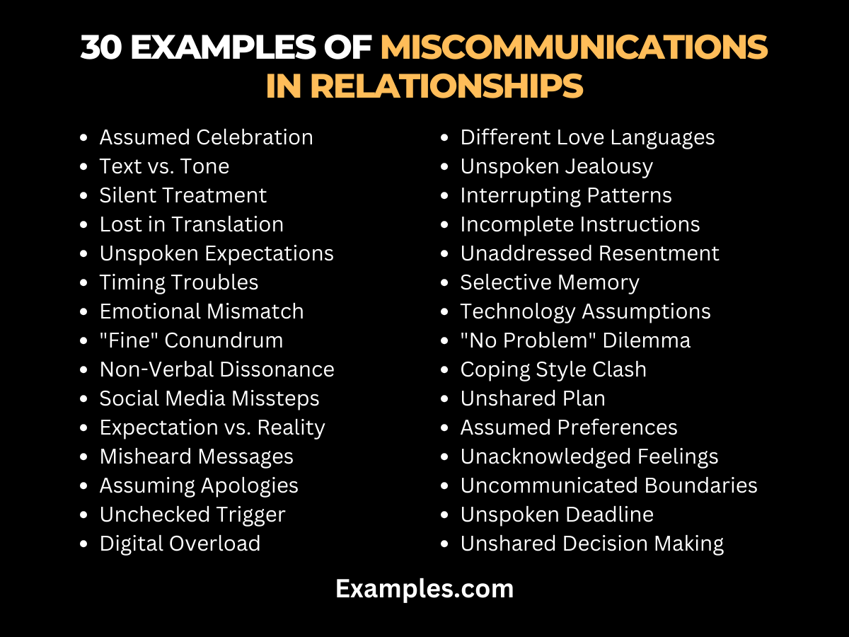 30 examples of miscommunications in relationships