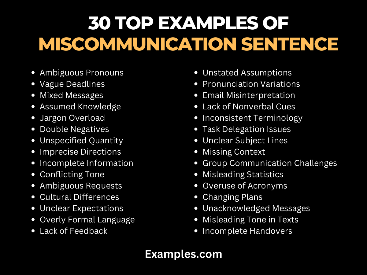 30 top examples of miscommunication sentence 1