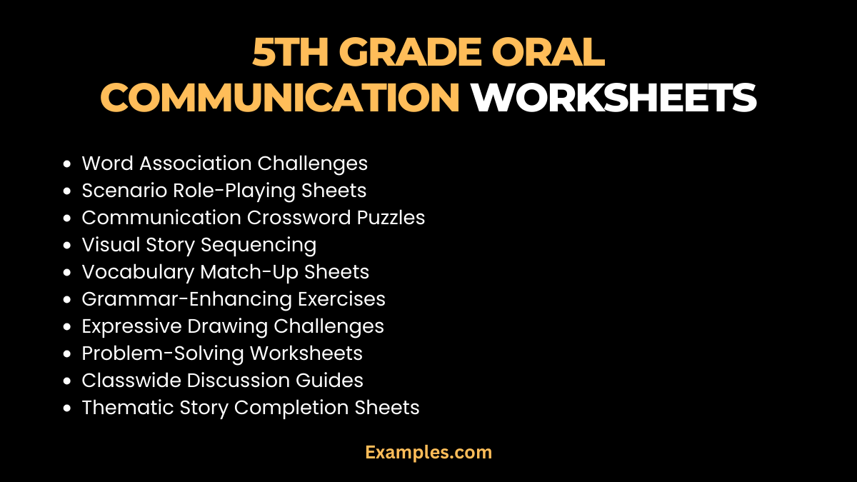 5th grade oral communication worksheets