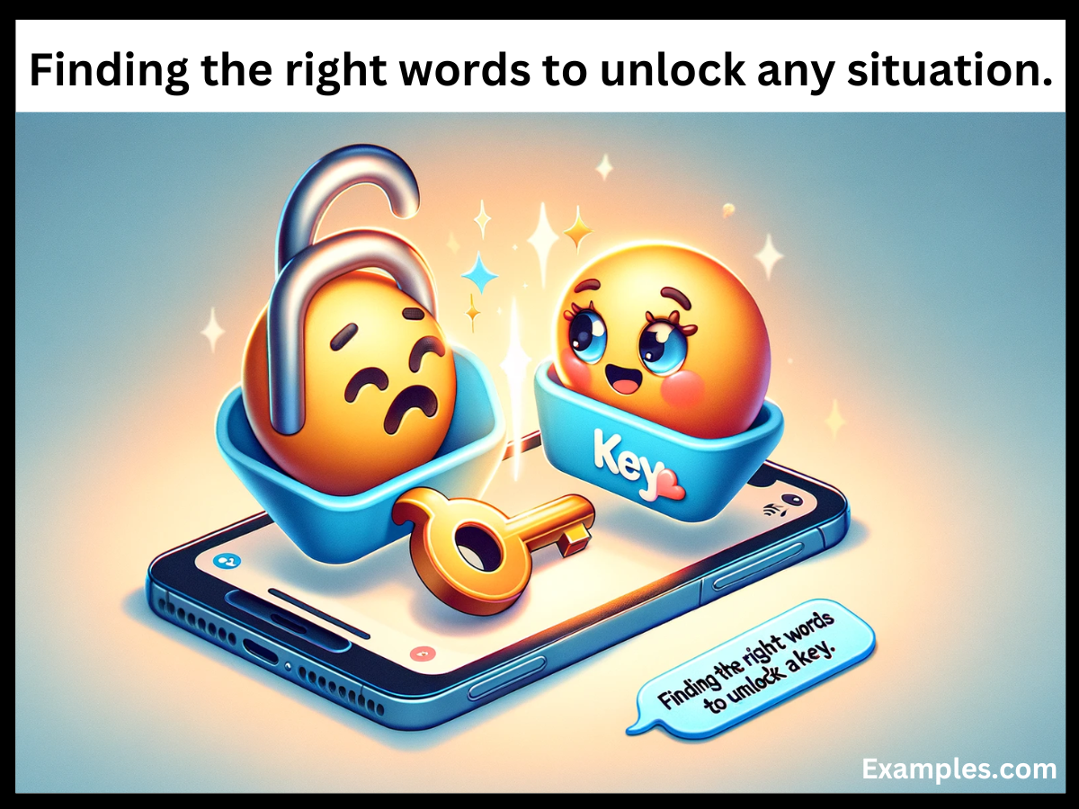 a locked emoji and key emoji in a chat bubble