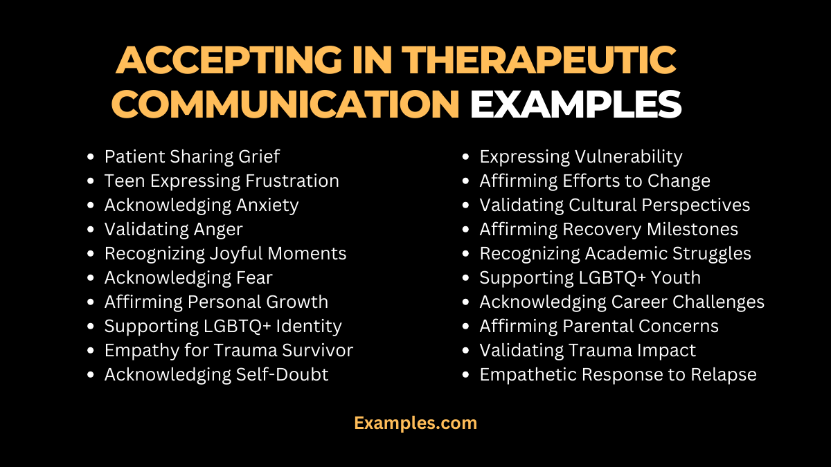 accepting in therapeutic communication examples