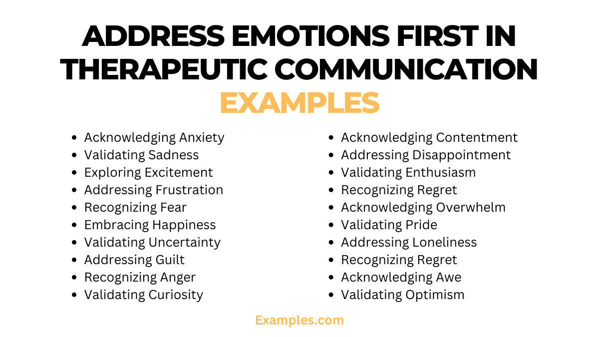 address emotions first in therapeutic communication examples