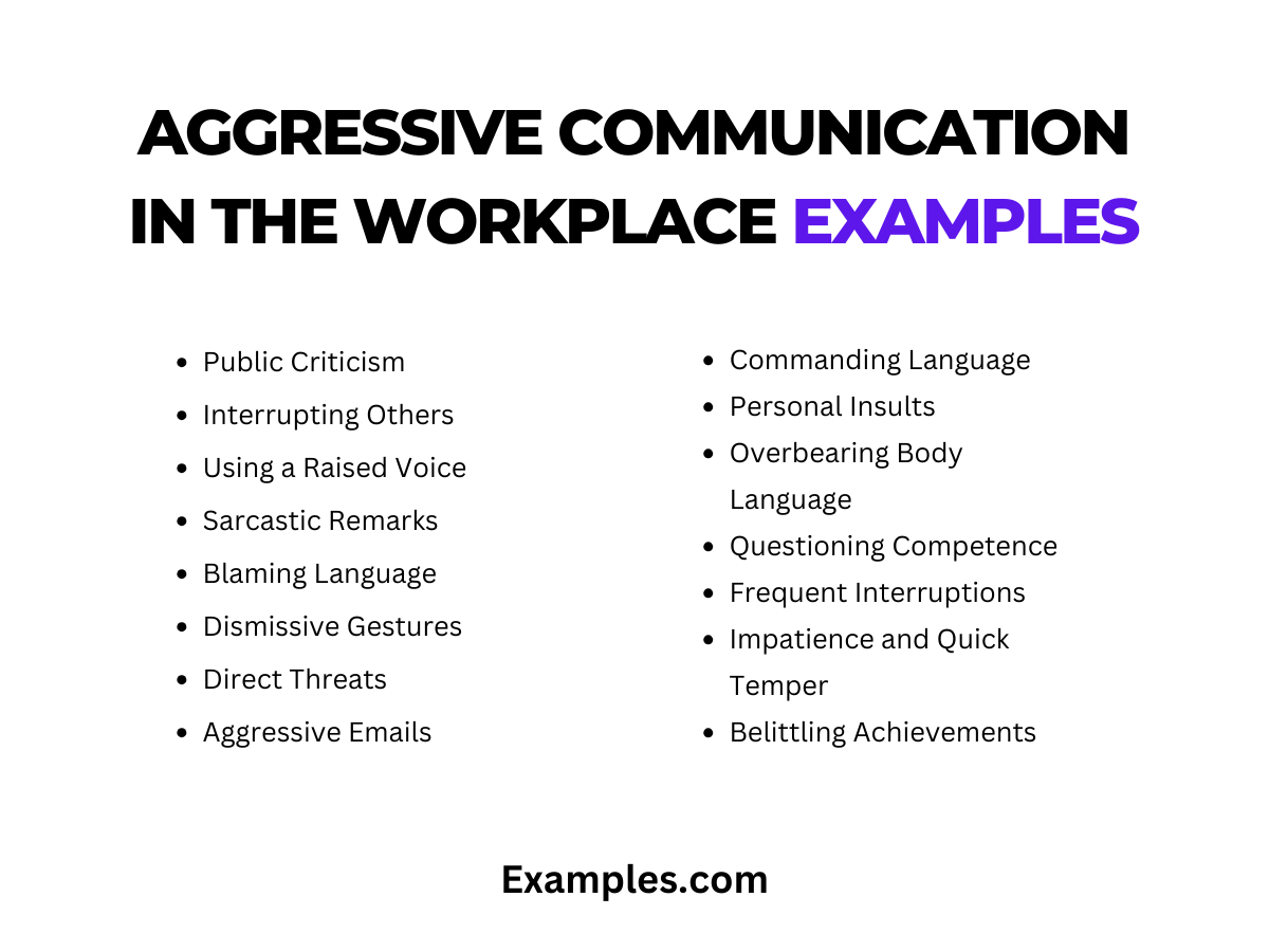 aggressive communication in the workplace examples