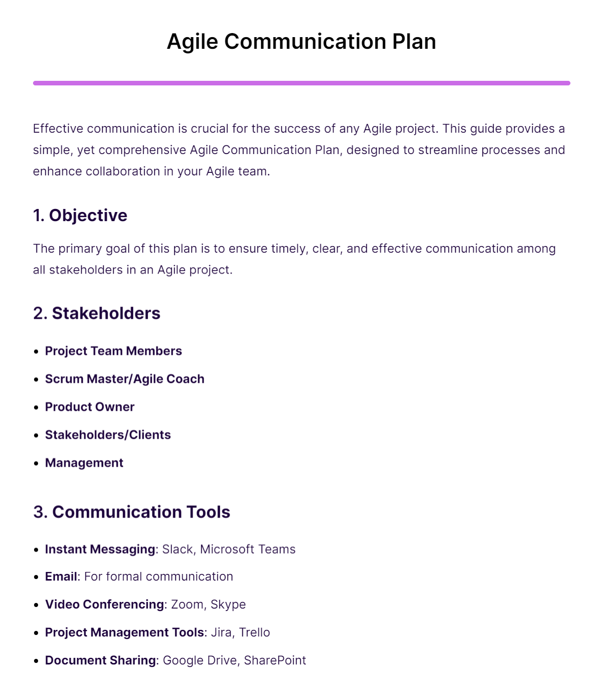 agile communication plan