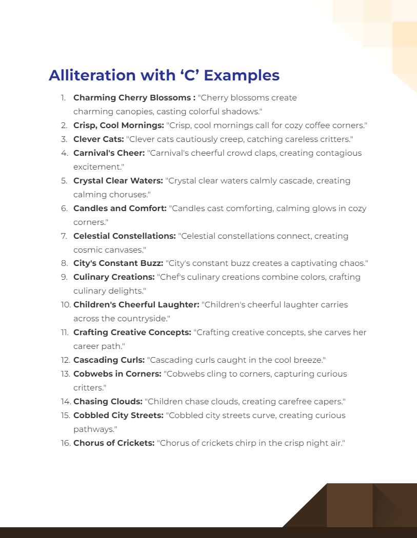 alliteration with c examples