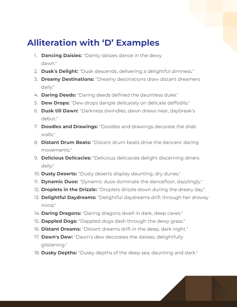 alliteration with d examples
