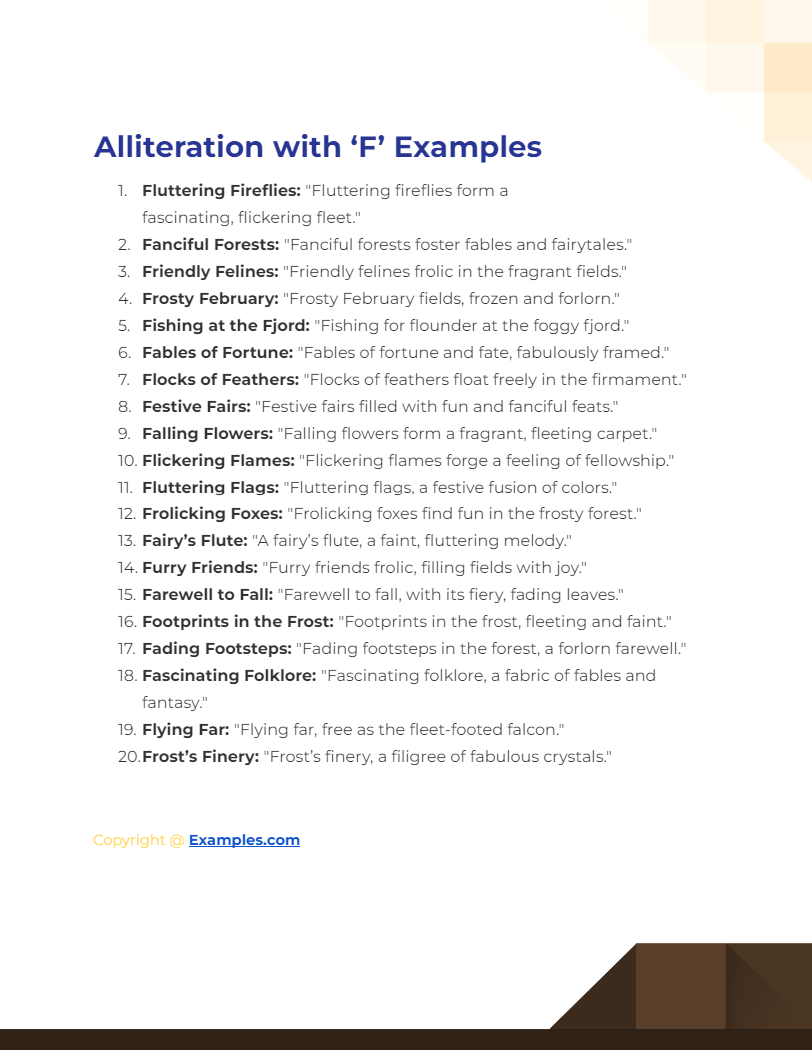 alliteration with f examples
