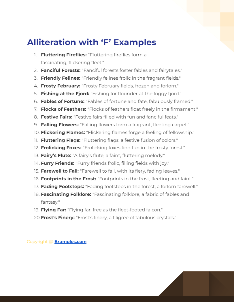 Alliteration with F 19+ Examples, How to Write, PDF, Tips
