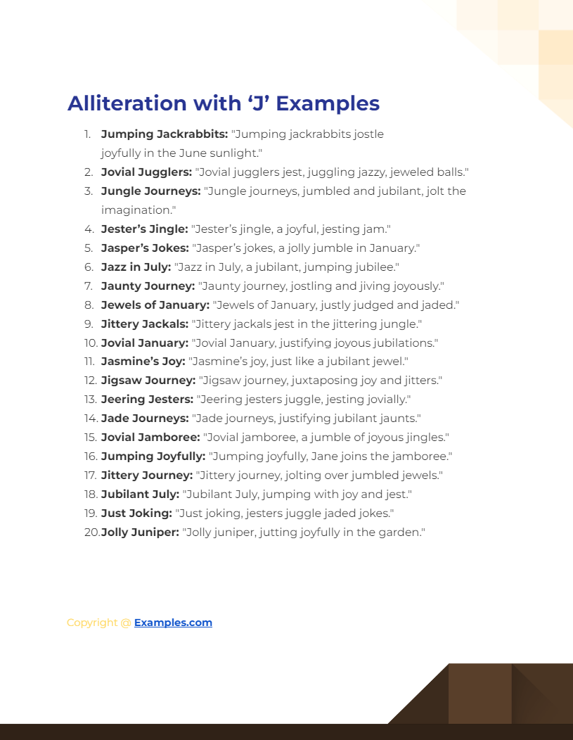alliteration with j examples
