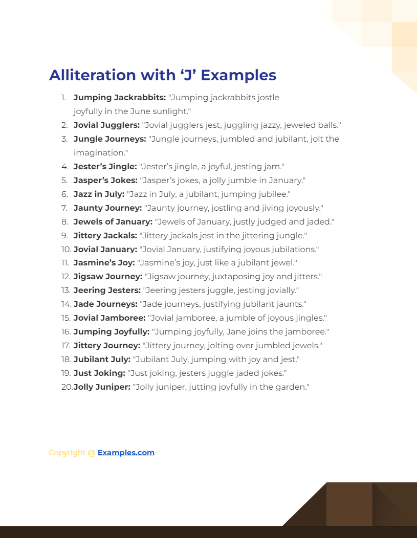 Alliteration with J 19+ Examples, How to Write, PDF, Tips