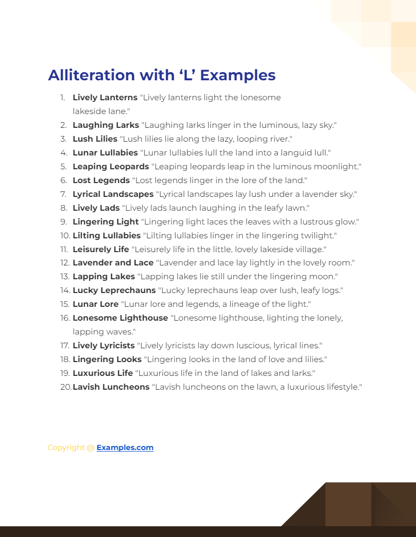 alliteration with l examples