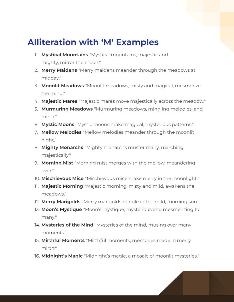 alliteration with m examples