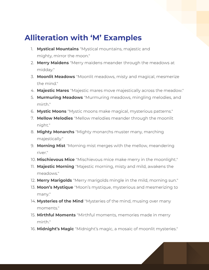 Alliteration with M - 19+ Examples, How to Write, PDF, Tips